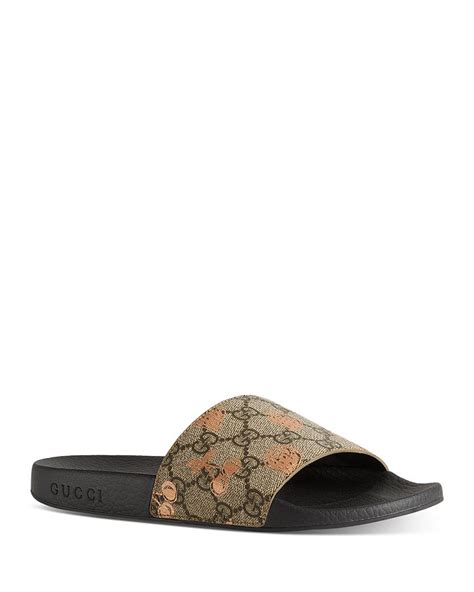 womens berry print slide gucci|Gucci slide sandals.